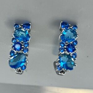 Aquamarine Gemstone Tiered Earrings - March